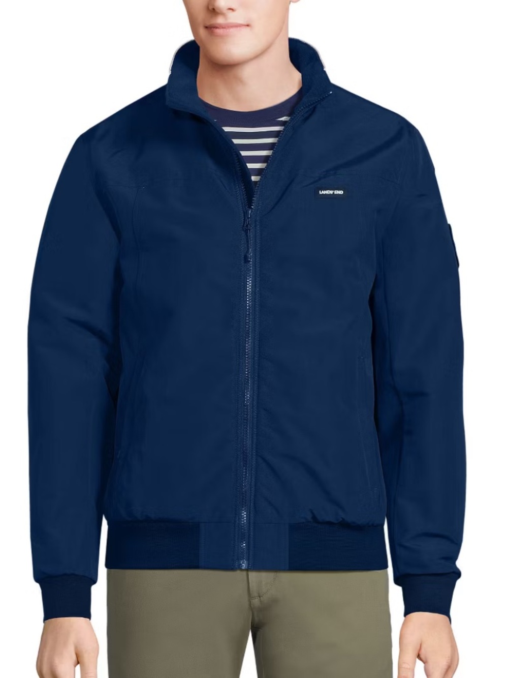 Lands' End Men's Dark Navy Full-Zip Windbreaker Squall Jacket